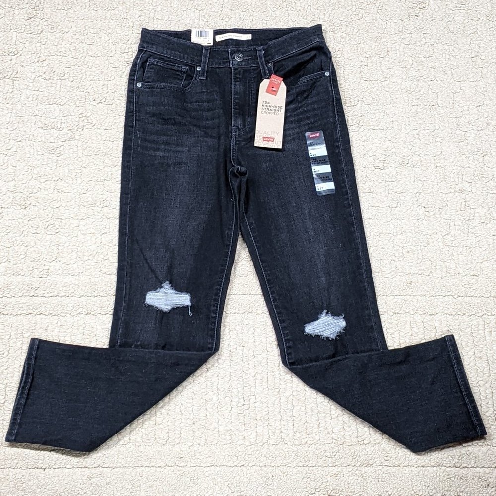 🌸 NWT LEVI'S PREMIUM 724 HIGH RISE STRAIGHT CROPPED JEANS Size 4 W27 🌸